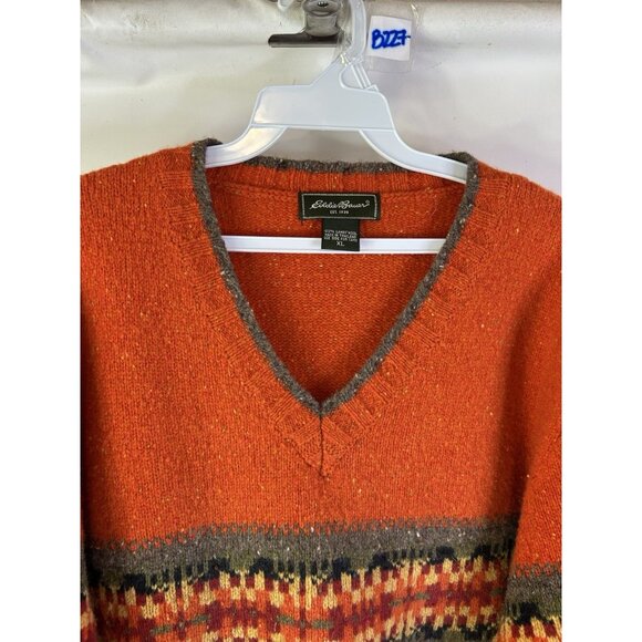 Vintage 90s Eddie Bauer Lambswool Fair Isle Knit Tennis Sweater Grunge - Picture 5 of 6